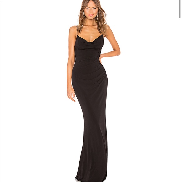 katie may surreal cowl back evening dress